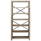 Libreria a 6 Ripiani 80x30x170 cm in Legno Massello di Acacia