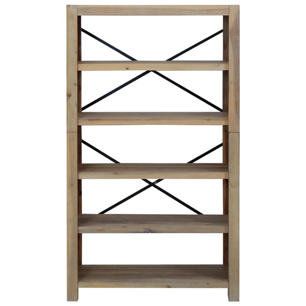 Libreria a 5 Ripiani 80x30x140 cm in Legno Massello di Acacia