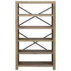 Libreria a 5 Ripiani 80x30x140 cm in Legno Massello di Acacia