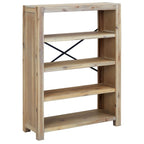 Libreria a 4 Ripiani 80x30x110 cm in Legno Massello di Acacia