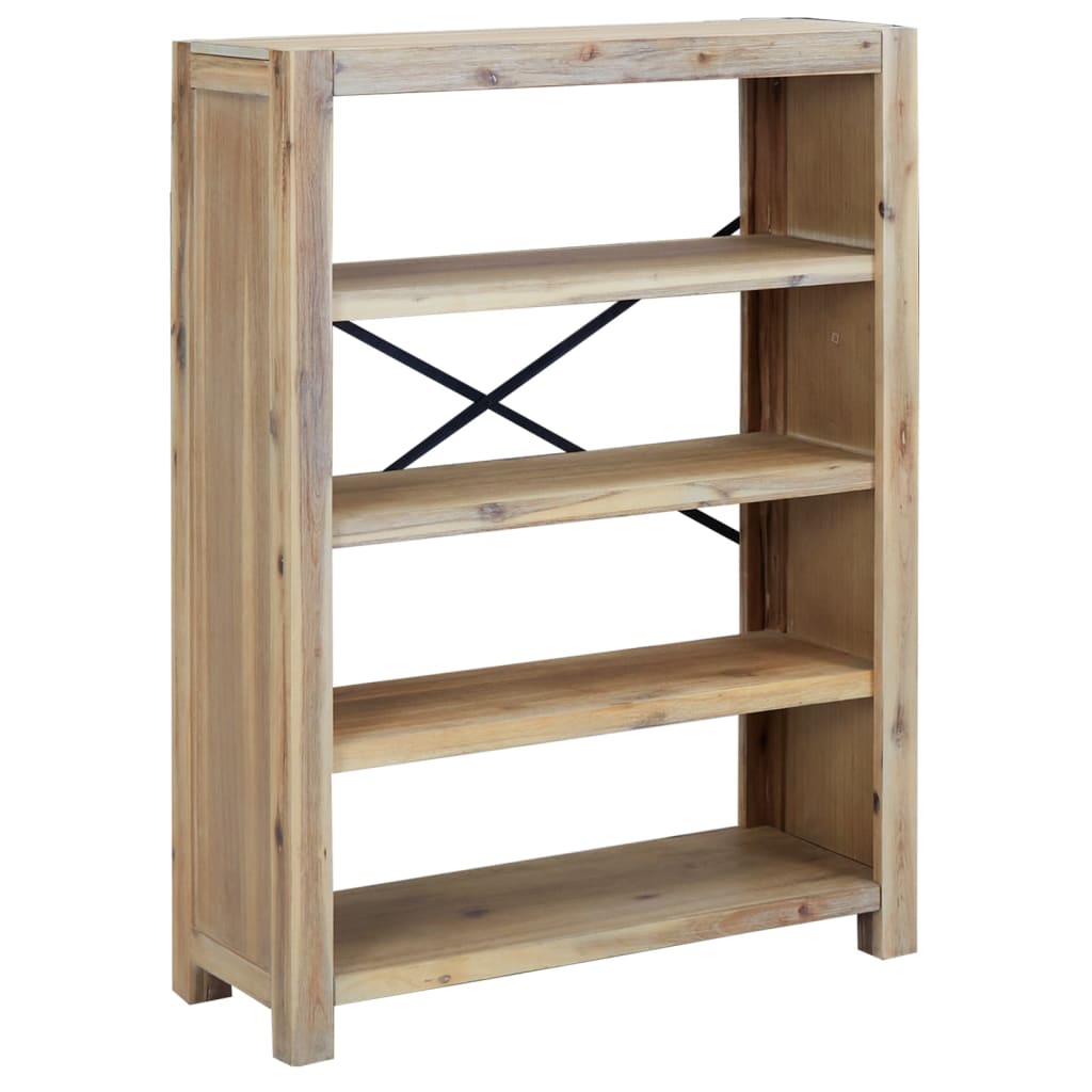 Libreria a 4 Ripiani 80x30x110 cm in Legno Massello di Acacia