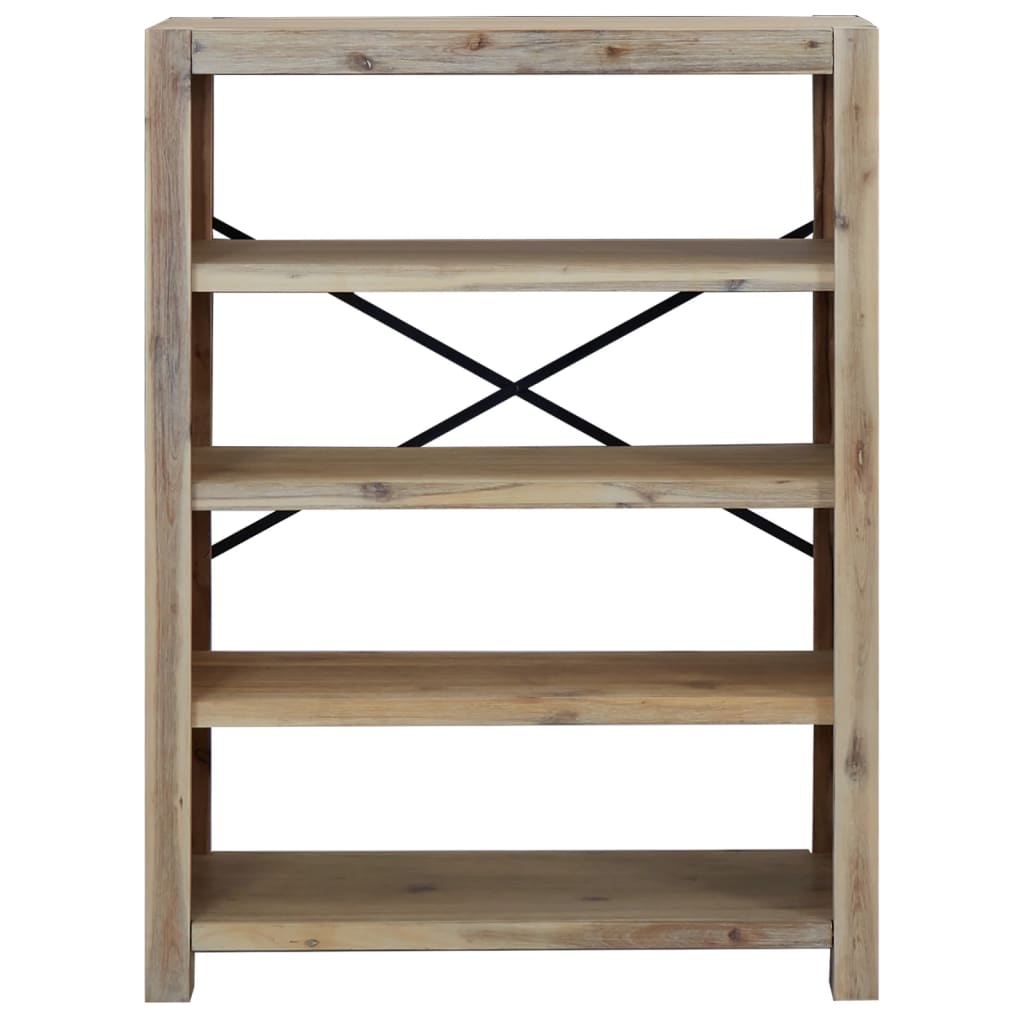 Libreria a 4 Ripiani 80x30x110 cm in Legno Massello di Acacia