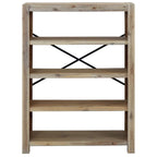 Libreria a 4 Ripiani 80x30x110 cm in Legno Massello di Acacia