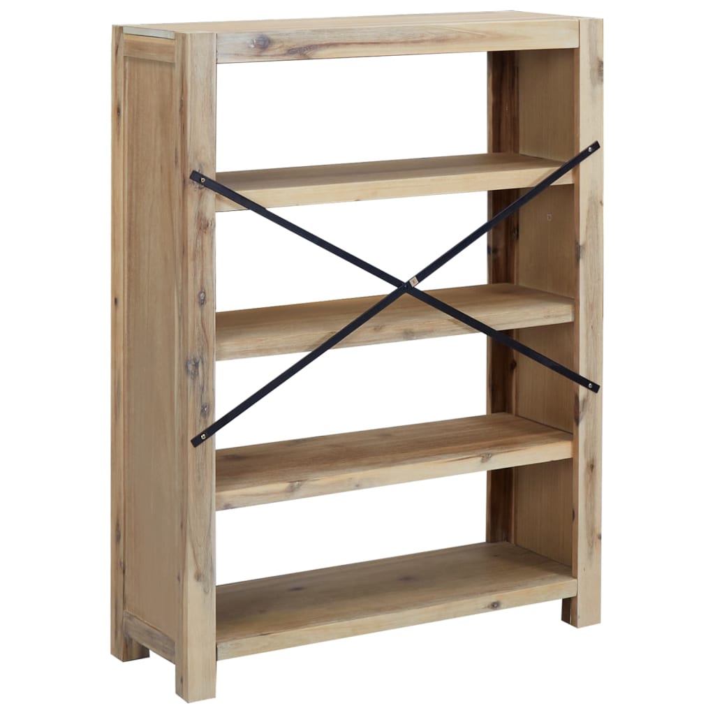 Libreria a 4 Ripiani 80x30x110 cm in Legno Massello di Acacia