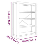 Libreria a 4 Ripiani 80x30x110 cm in Legno Massello di Acacia