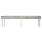 Panca Bianca 160x35x45 cm Rattan Kubu Naturale e Massello Mogano