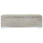 Portaoggetti Bianco 110cm Rattan Kubu Naturale e Massello Mogano