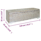 Portaoggetti Bianco 110cm Rattan Kubu Naturale e Massello Mogano