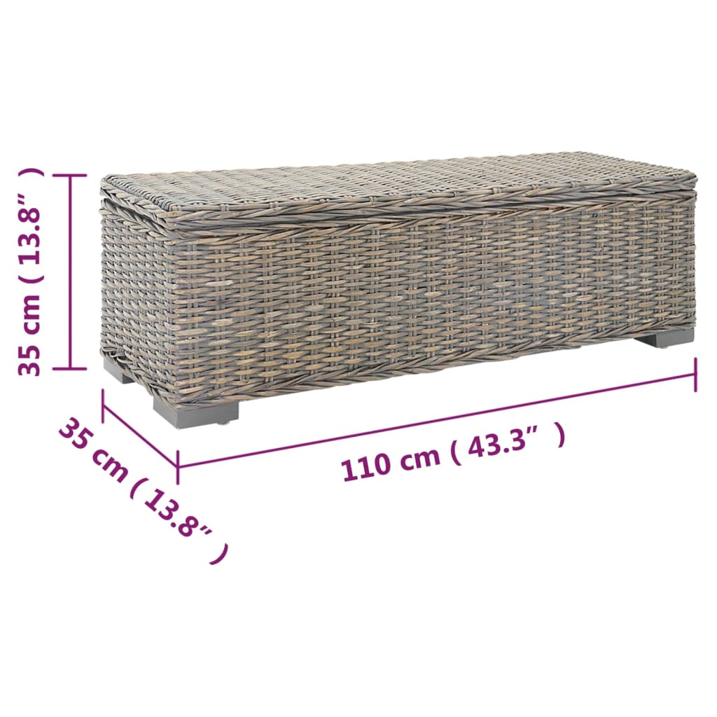 Portaoggetti Grigio 110cm Rattan Kubu Naturale e Massello Mogano