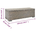 Portaoggetti Grigio 110cm Rattan Kubu Naturale e Massello Mogano