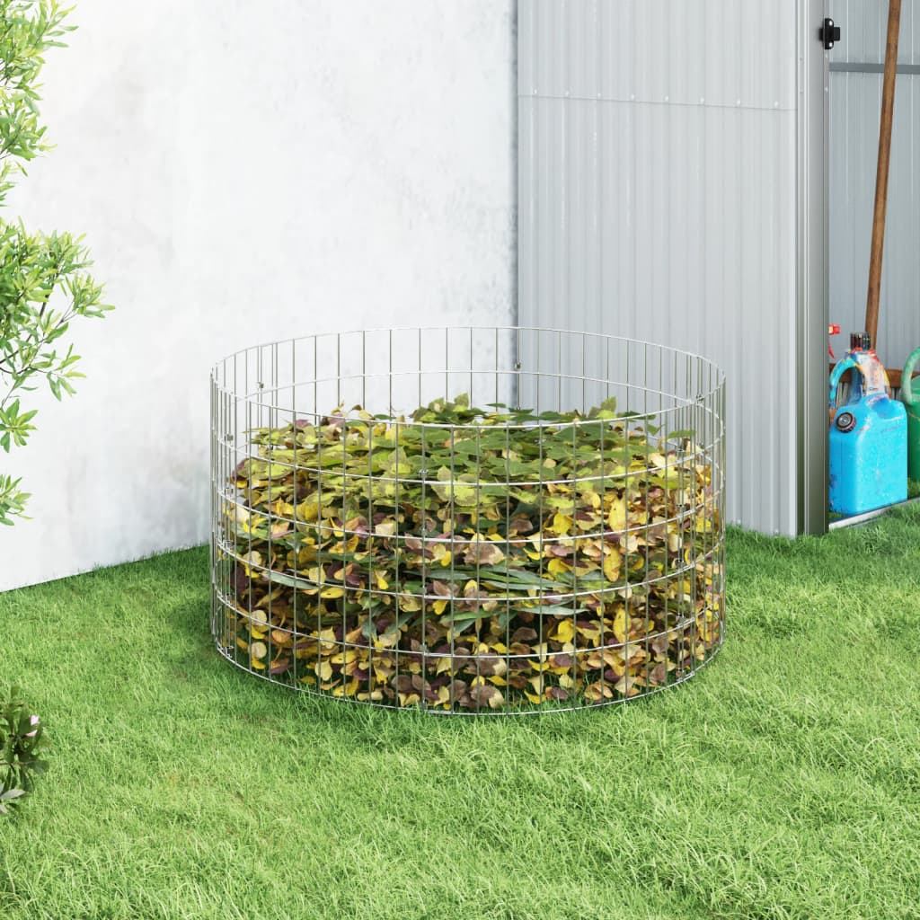 Compostiera da Giardino Ø100x50 cm in Acciaio Zincato