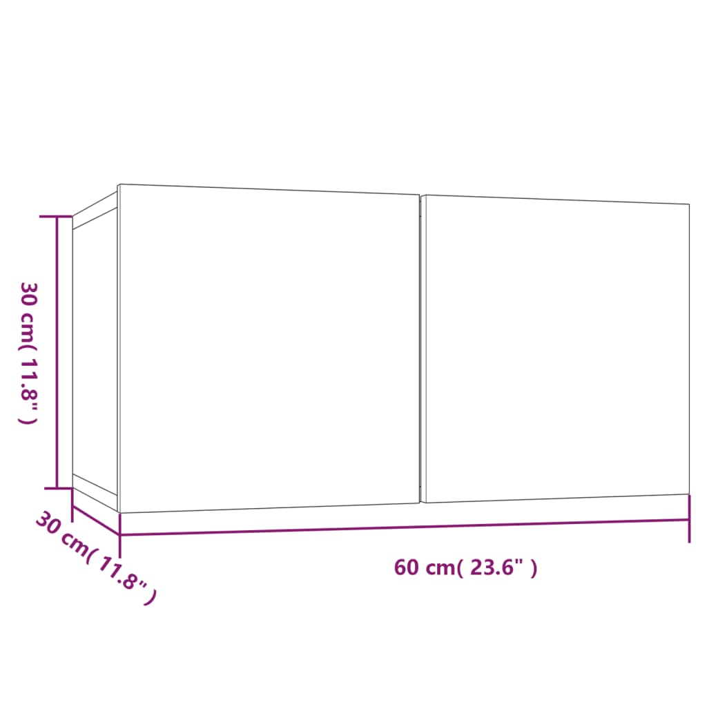 Mobili TV Parete 4 pz Rovere Fumo 60x30x30 cm Legno Multistrato