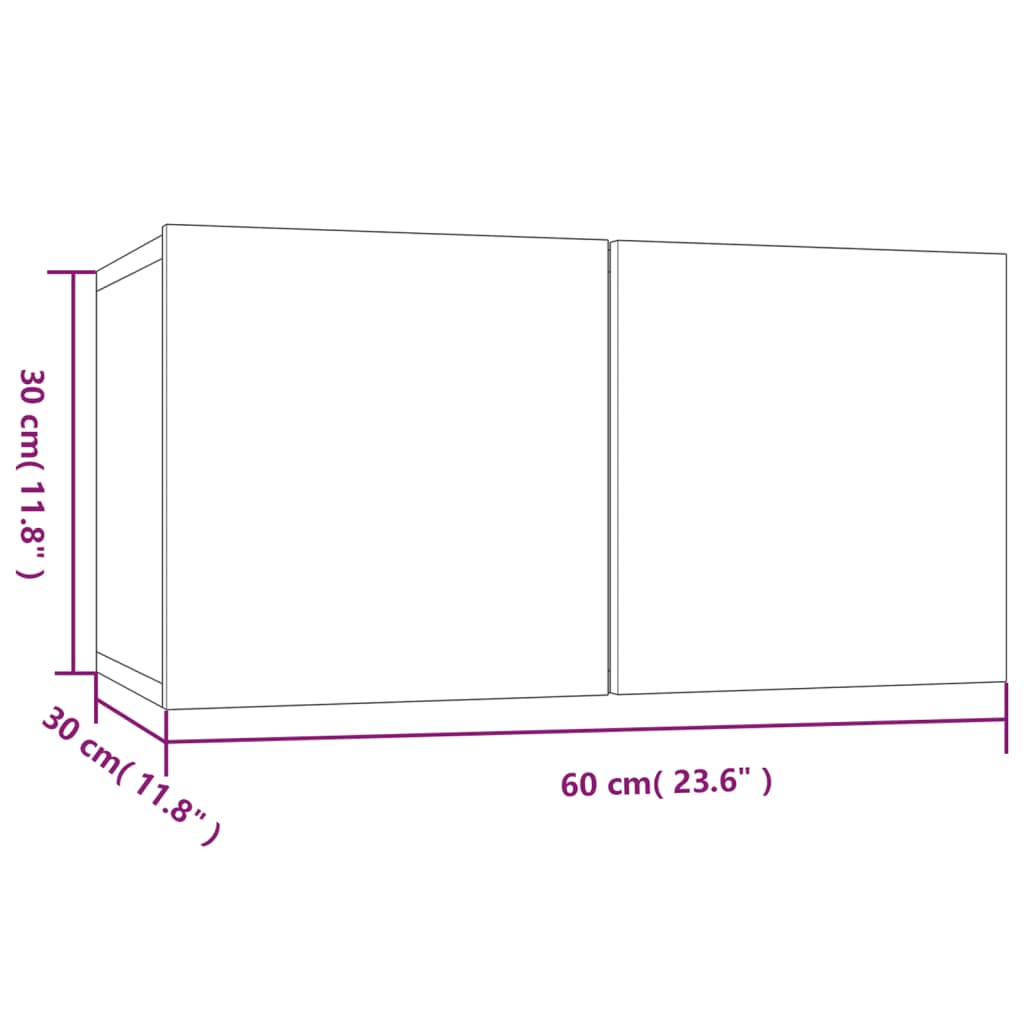 Mobili TV Parete 4pz Grigio Sonoma 60x30x30cm Legno Multistrato