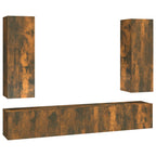 Set di Mobili Porta TV 5 pz Rovere Fumo in Legno Multistrato