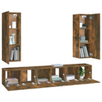 Set di Mobili Porta TV 5 pz Rovere Fumo in Legno Multistrato
