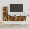 Set Mobili Porta TV 3 pz Rovere Fumo in Legno Multistrato