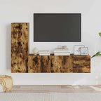 Set Mobili Porta TV 3 pz Rovere Fumo in Legno Multistrato