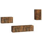 Set di Mobili Porta TV 4 pz Rovere Fumo in Legno Multistrato