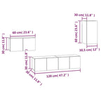 Set di Mobili Porta TV 4 pz Rovere Fumo in Legno Multistrato