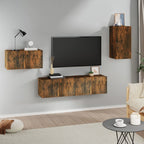 Set di Mobili Porta TV 4 pz Rovere Fumo in Legno Multistrato