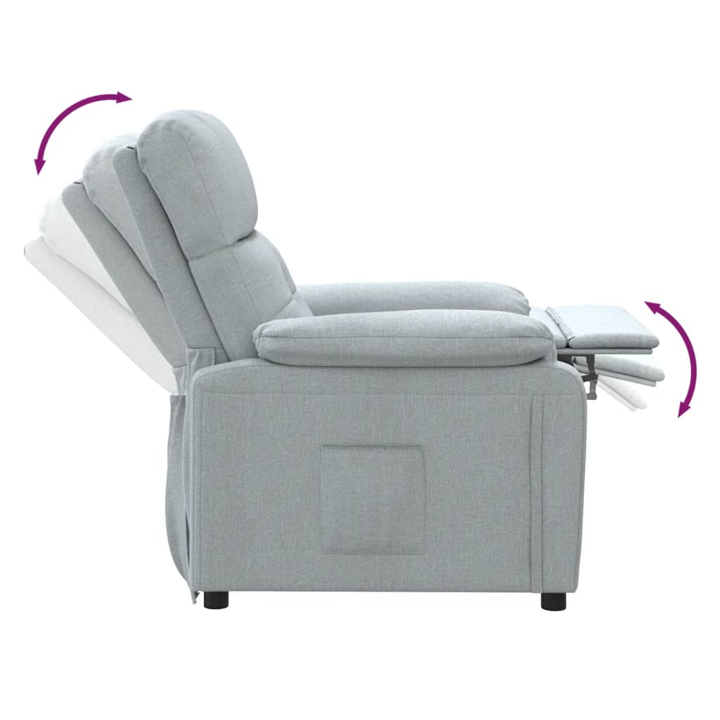 Poltrona Reclinabile in Tessuto Grigio Chiaro