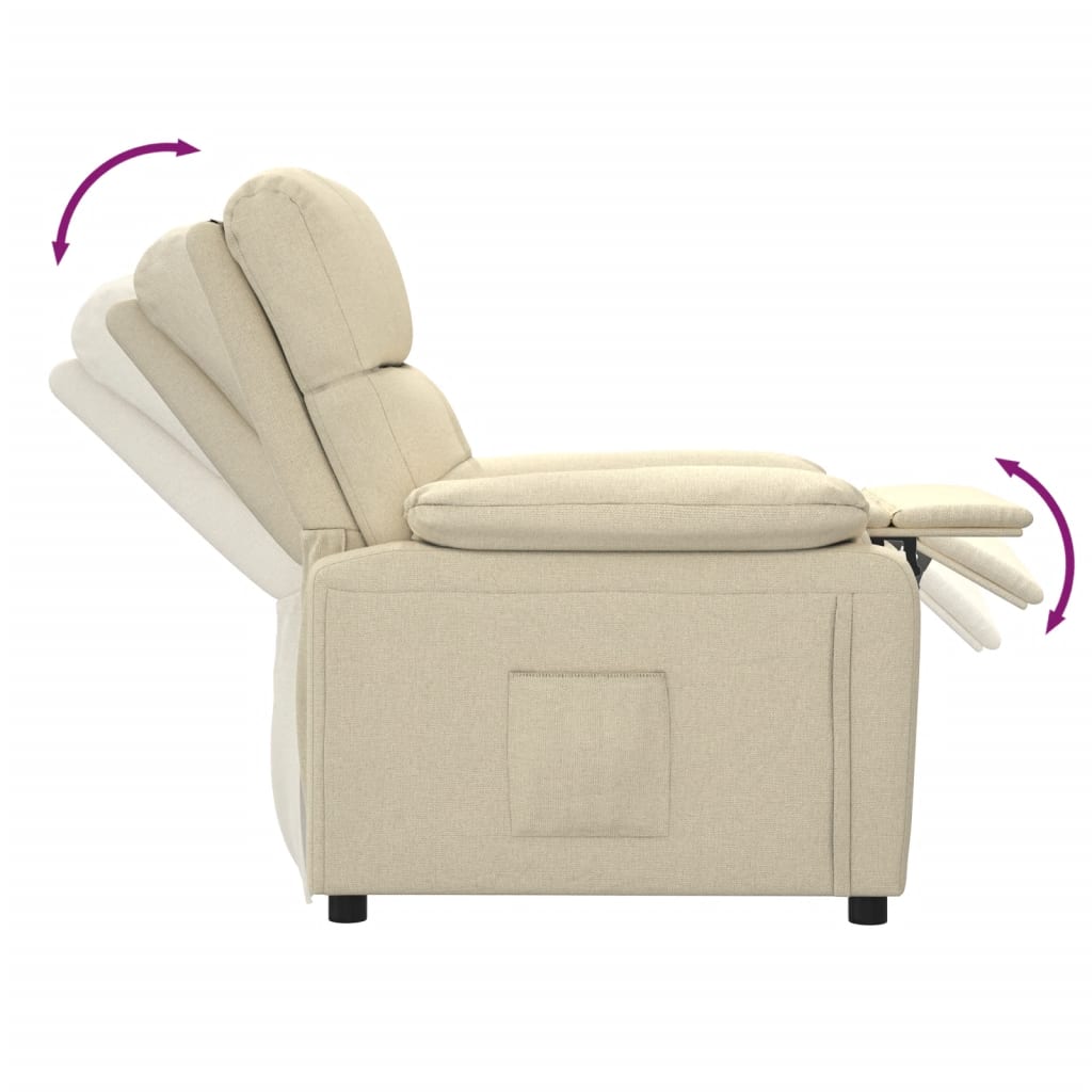 Poltrona Reclinabile in Tessuto Crema