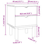 Comodino OTTA 45x39x57 cm in Legno Massello di Pino