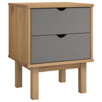 Comodino OTTA Marrone e Grigio 45x39x57 cm in Legno di Pino