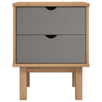 Comodino OTTA Marrone e Grigio 45x39x57 cm in Legno di Pino