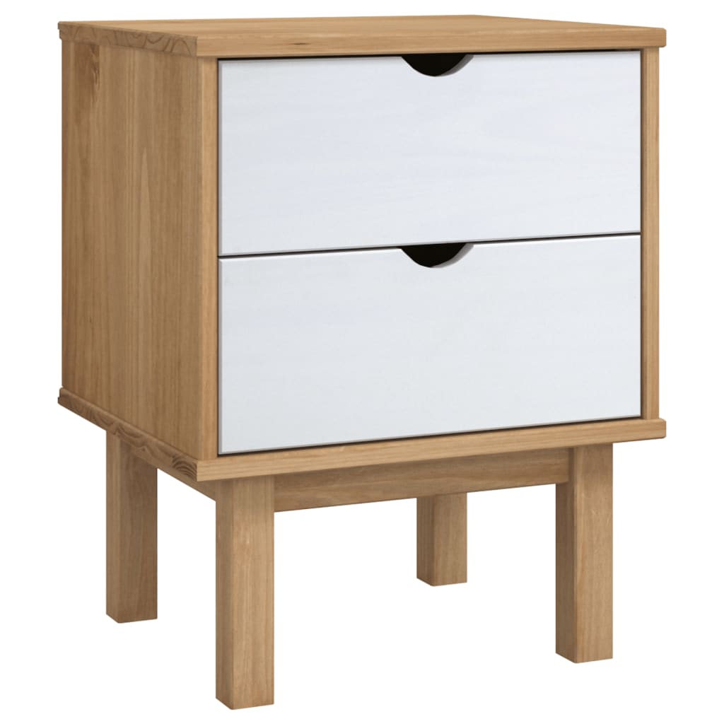 Comodino OTTA Marrone e Grigio 45x39x57 cm in Legno di Pino
