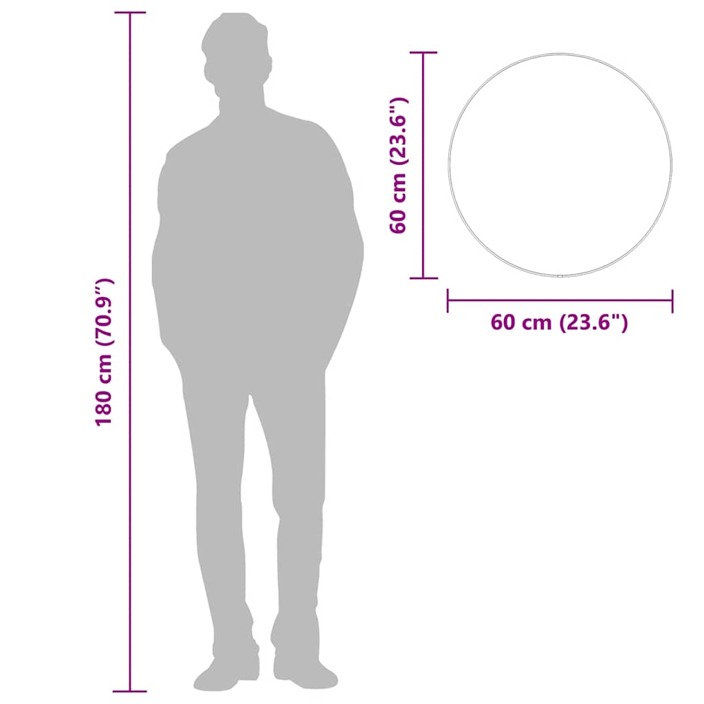 Specchio da Parete Nero Ø 60 cm Rotondo