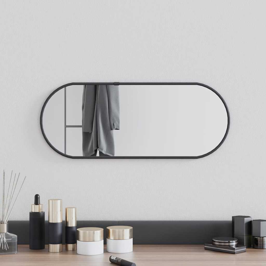 Specchio da Parete Nero 50x20 cm Ovale