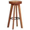 Sgabelli da Bar 2 pz in Vera Pelle e Legno Massello di Acacia