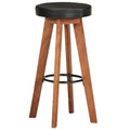 Sgabelli da Bar 2 pz in Vera Pelle e Legno Massello di Acacia