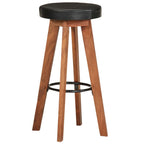 Sgabelli da Bar 2 pz in Vera Pelle e Legno Massello di Acacia