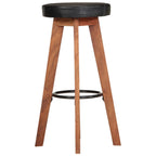 Sgabelli da Bar 2 pz in Vera Pelle e Legno Massello di Acacia
