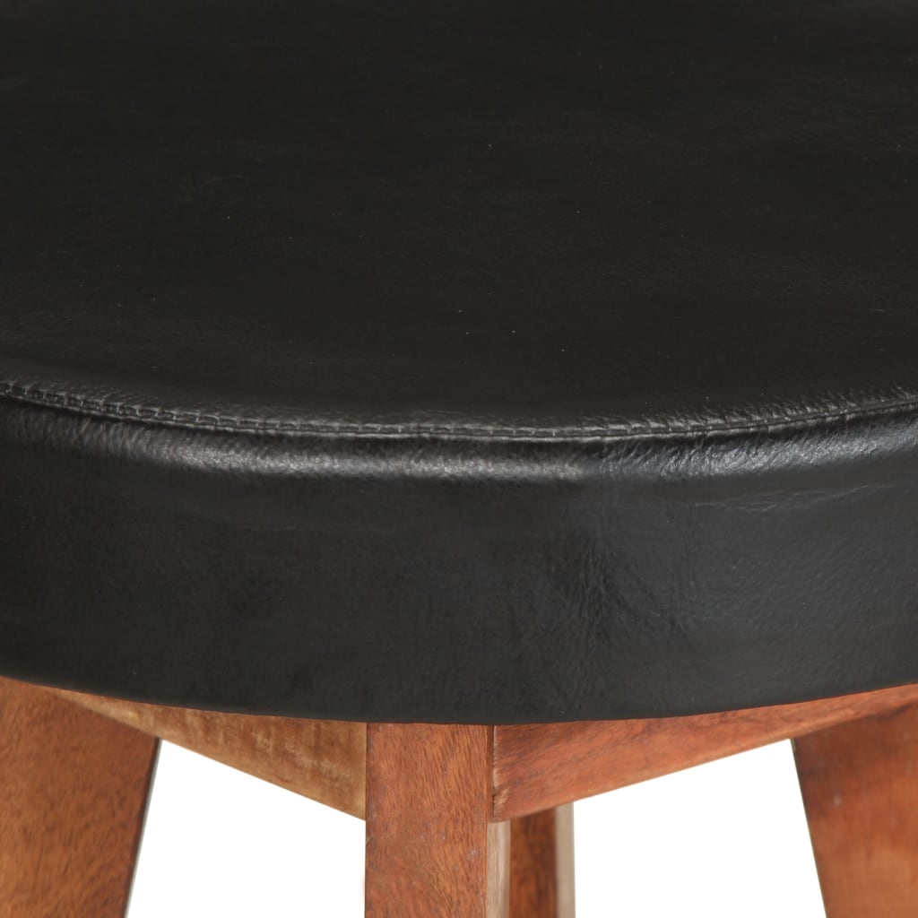 Sgabelli da Bar 2 pz in Vera Pelle e Legno Massello di Acacia
