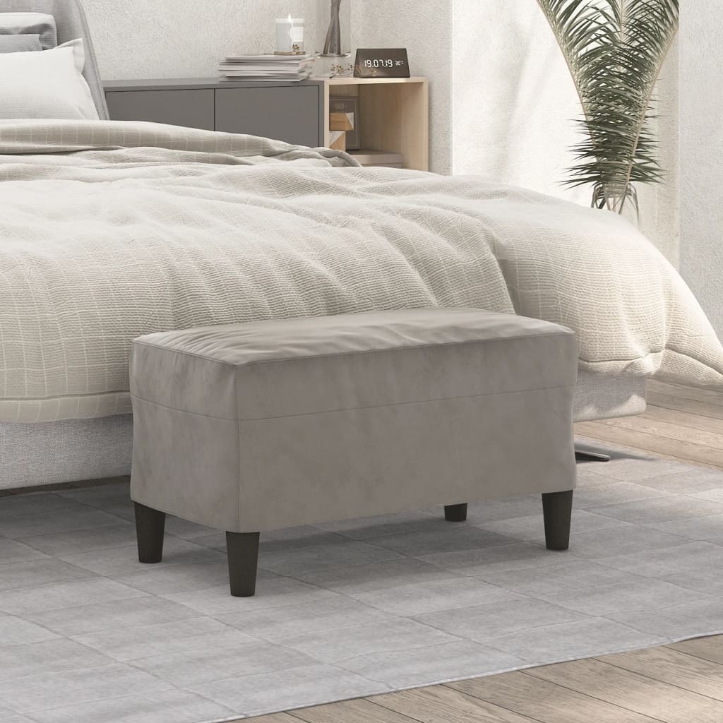Panca Grigio Chiaro 70x35x41 cm in Velluto