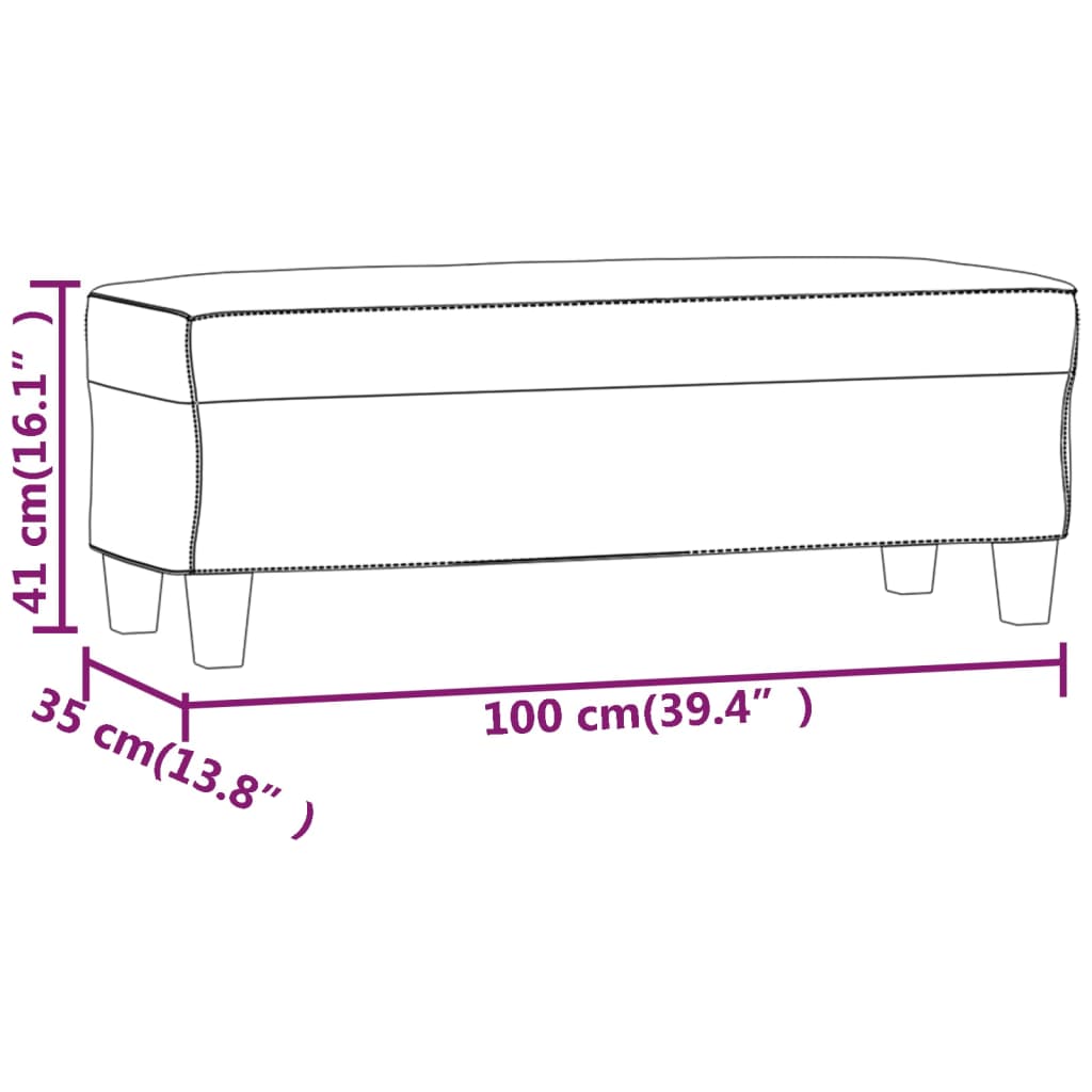 Panca Nera 100x35x41 cm in Similpelle