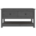 Tavolino da Salotto Grigio 102x49x55 cm Legno Massello di Pino