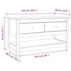Tavolino da Salotto Grigio 102x49x55 cm Legno Massello di Pino