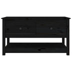 Tavolino da Salotto Nero 102x49x55 cm in Legno Massello di Pino