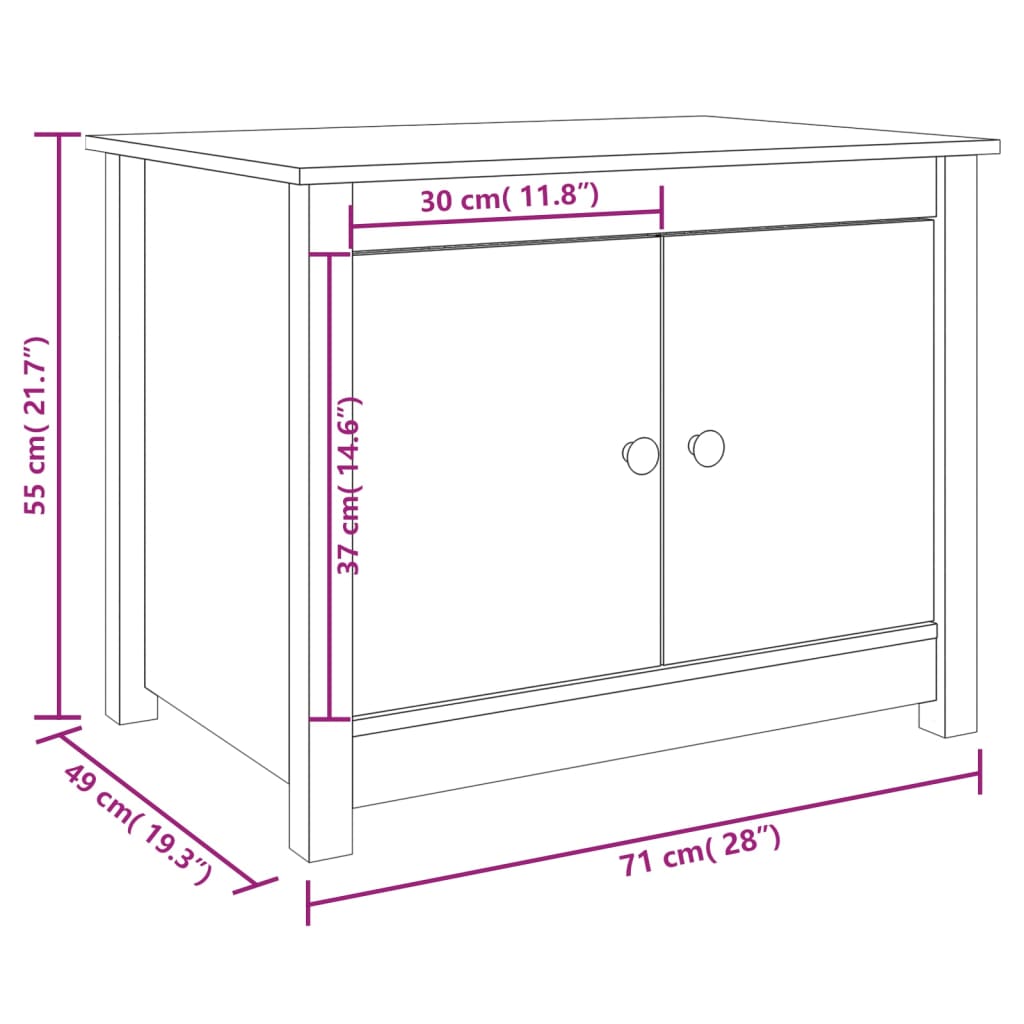 Tavolino da Salotto Grigio 71x49x55cm in Legno Massello di Pino