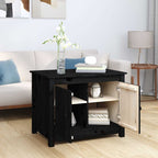 Tavolino da Salotto Nero 71x49x55cm in Legno Massello di Pino