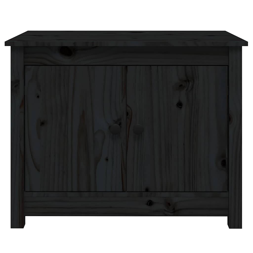 Tavolino da Salotto Nero 71x49x55cm in Legno Massello di Pino