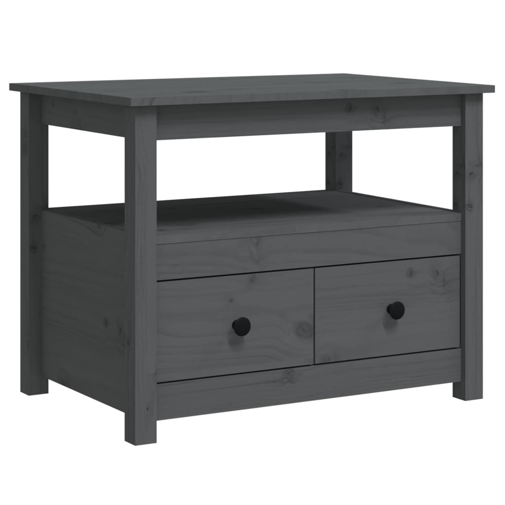 Tavolino da Salotto Grigio 71x49x55cm in Legno Massello di Pino