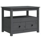 Tavolino da Salotto Grigio 71x49x55cm in Legno Massello di Pino
