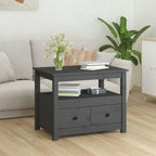 Tavolino da Salotto Grigio 71x49x55cm in Legno Massello di Pino
