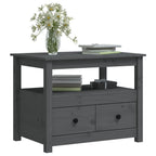 Tavolino da Salotto Grigio 71x49x55cm in Legno Massello di Pino