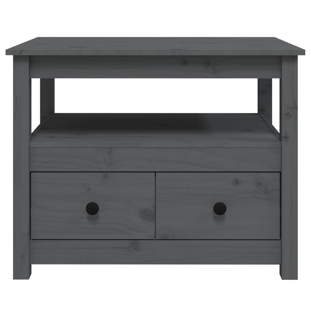 Tavolino da Salotto Grigio 71x49x55cm in Legno Massello di Pino